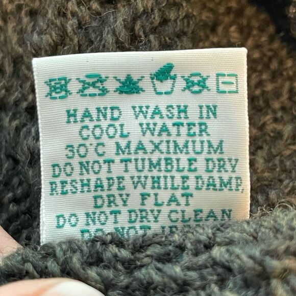 Aran Crafts Ireland Merino Wool Cable Knit Cardigan Sweater Hunter Green S - Picture 7 of 7